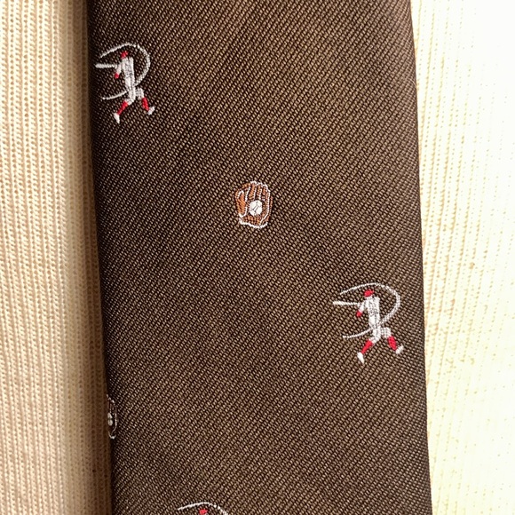 RETRO VINTAGE 70’s EMBROIDERED BASEBALL MAJOR LEAGUE NECKTIE - Picture 4 of 11
